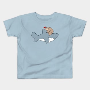 Sloth Loves Shark Kids T-Shirt